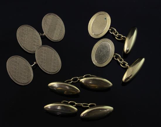 3 pairs of gold cufflinks.